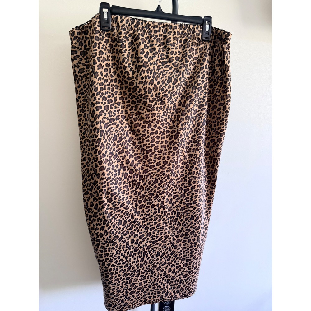 Isabel by Ingrid & Isabel Maternity Leopard Print Midi Skirt XL Brown Satin Slit - Picture 2 of 9